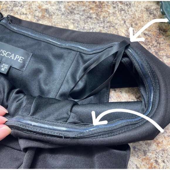 New XScape Off The Shoulder Cap Sleeve Sheath Ruched Side Scuba Crepe Dress Blac - Picture 10 of 11